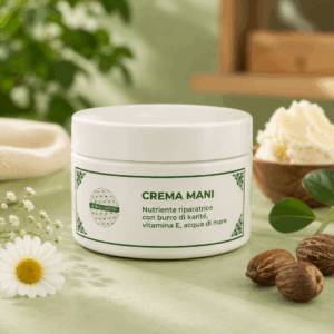 Crema Mani Nutriente e Riparatrice con Burro di Karité, Vitamina E e Acqua di Mare