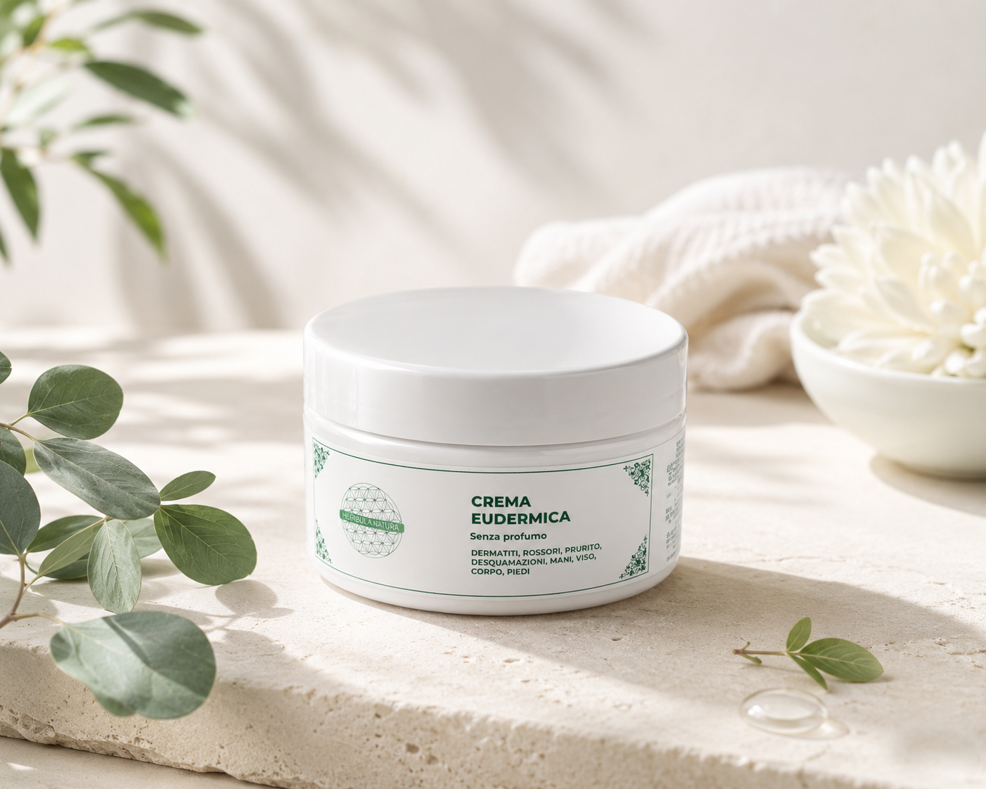 Crema Eudermica Naturale Senza Profumo, Sollievo per Pelle Sensibile e Irritata